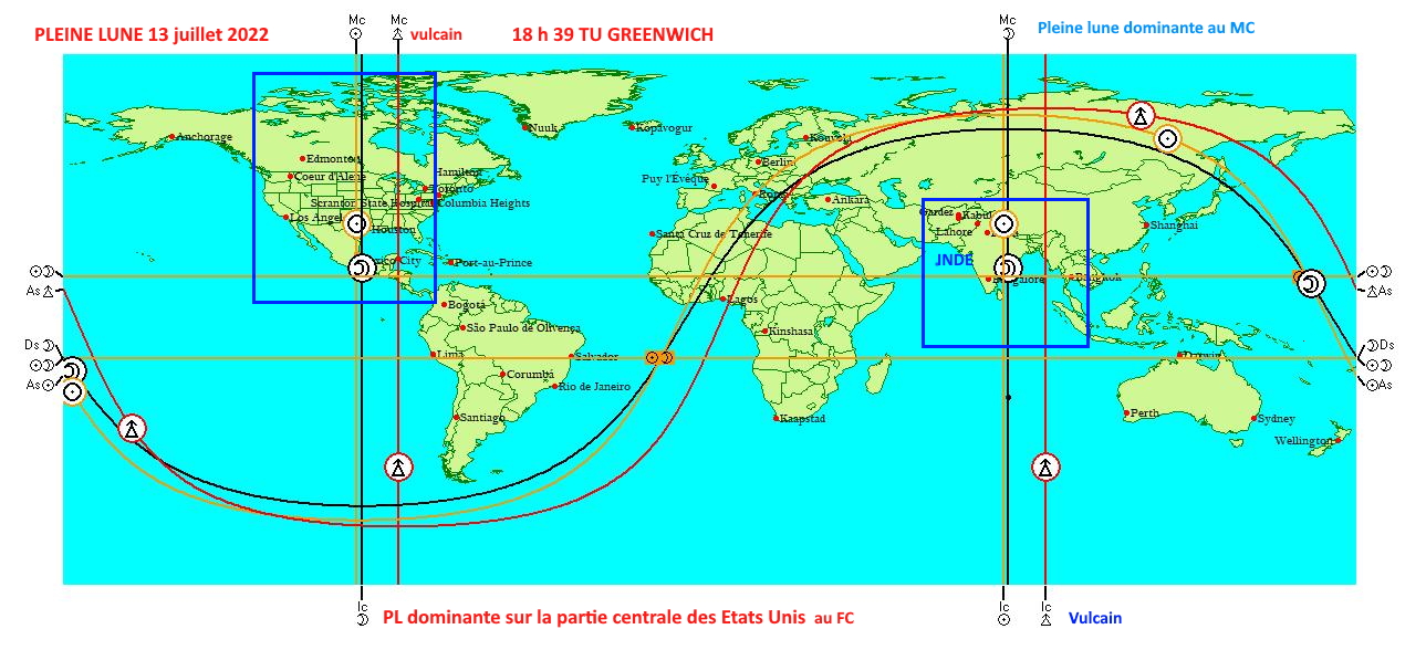 Pleine lune du 13/07/2022,astro-cartographie,astro-localisation au plan mondial,soleil,lune,vulcain